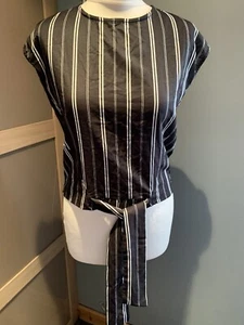 River Island Black Stripe Oversized Top Size 6 Fit 6-12 - Picture 1 of 4