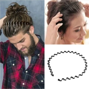 Wavy Black Metal Headband Hoop Sport Hair Band - Picture 1 of 8