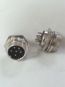 Pack of 2 - 6 Pin Chassis Socket Mic Microphone Plug Male Mobile Connector CB - Picture 1 of 1