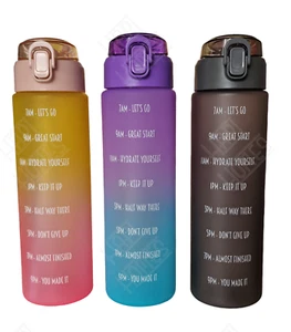 Rainbow Water Track Ombre Tracker Flasche mit Strohhalm 900ml Auslaufsicher Schule Groß - Bild 1 von 13