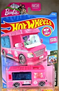 2021 Hot Wheels #21 HW Getaways 1/5 Barbie Dream Camper pink mit grauen Rädern DD8Sp - Bild 1 von 5
