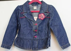2006 Gymboree Pretty In Plum Ric-Rac Denim Jacket sz 5 NWT Corsage Button Flower - Picture 1 of 10