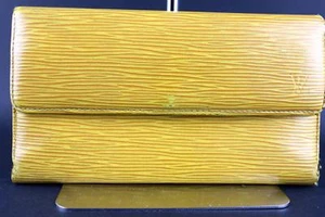 LOUIS VUITTON Yellow Epi Leather Portefeuille Trifold Long Wallet Purse Spain - Picture 1 of 12