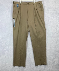 Haggar Clothing Pleated Classic Fit Premium No Iron KHAKI Mens Pant Size 44 x 36 - Picture 1 of 7