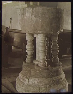 Linterna mágica de vidrio diapositiva WELFORD ON AVON FUENTE IGLESIA C1890 FOTO - Imagen 1 de 2
