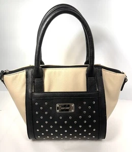 Nine West Large Handbag Purse Ivory Cream Black Rivets Dots - Picture 1 of 3