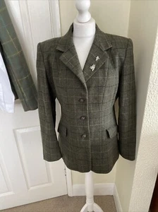 Caldene 38”(14) dunkelgrün 100% Wolle Tweed Sakko sehr guter Zustand schwarz/weiß ock - Bild 1 von 22