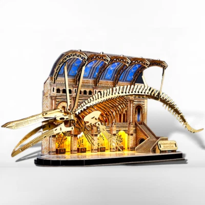 3D Wooden Puzzle Mechanical Natural Blue Whale Museum with Light Model Kit - Image 1 of 4