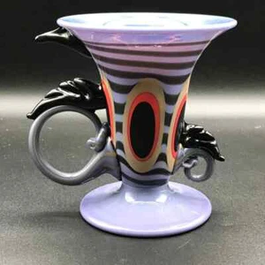 Vintage Robert Levin mundgeblasen Kunstglas selten Aubergine Kelch Tasse um 1985 signiert - Bild 1 von 13