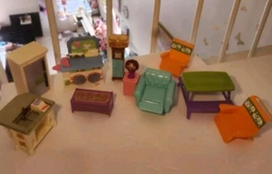 Fisher Price Loving Family Furniture Lot Kitchen Laundry Chair Clock Lights Work - Picture 1 of 11