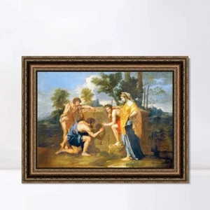 "Y estampado de lona enmarcada en Arcadia ego de Nicolas Poussin decoración del hogar 24""x32" - Imagen 1 de 5