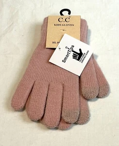 Kids SmartTips Touchscreen Knit Gloves Pink Winter Warm Accessories, C.C. NWT - Picture 1 of 8