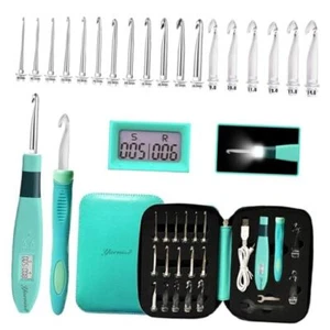 Counting Crochet Hooks with Light, Digital Counter Crochet Hooks Set 18 Size - Picture 1 of 7