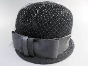 Black NAN CIE Original Peachbloom Velour Union Made Size 22 Great Condition Hat - Picture 1 of 10