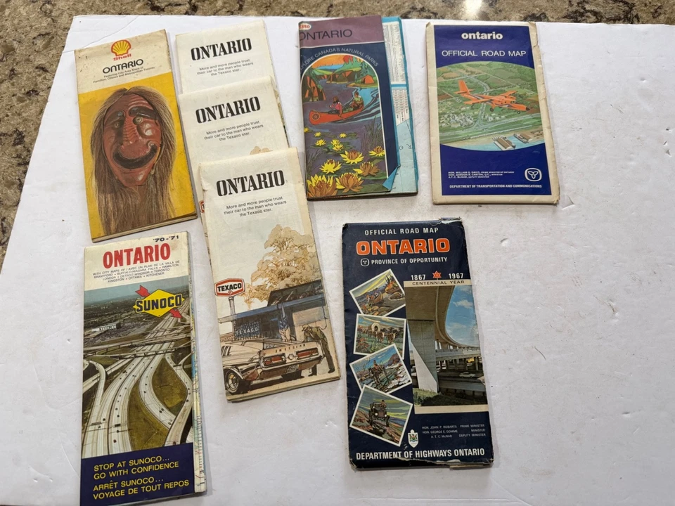 8 MAPAS DE CARRETERAS ONTARIO 1967 vintage centenario - años 70? TEXACO SUNOCO SHELL ESSO + Foto 1 de 1