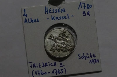 🧭 🇩🇪 GERMANY HESSE-CASSEL 2 ALBUS 1780 SILVER B86 O34 - Image 1 of 3