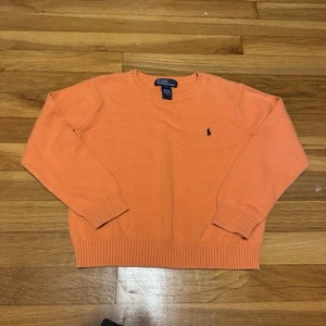 vintage kids orange ralph lauren crewneck tight knit sweater size 6 - Picture 1 of 8