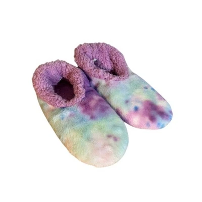 Zapatillas sin cordones Snoozies púrpura multicolor tie dye peludas para mujer talla 6 Foto 1 de 4