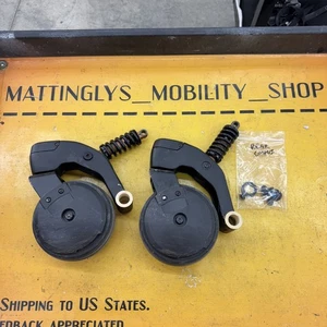 🥇Quantum 6 Q6 Edge 3 Stretto  Wheelchair-REAR ARM & CASTERS ASSEMBLY SET *L@@K* - Picture 1 of 16