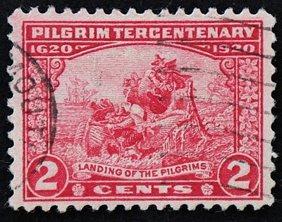 U.S. Used Stamp Scott #549 2c Pilgrim Terc. VF-XF. CDS Cancel Clear of Design. - Image 1 of 2