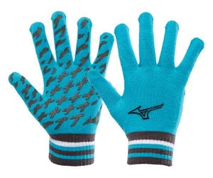 Mizuno Men Knit Gloves Sports Running Turquoise Casual Soccer Glove 32JYB50216 - Picture 1 of 7