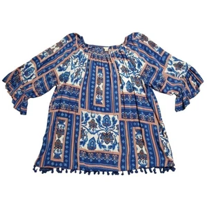 Blusa túnica para mujer Cato manga 3/4 pompón talla 18/20 W boho hippie chic - Imagen 1 de 3