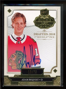 2019 UPPER DECK THE CUP ADAM BOQVIST ROOKIE CLASS OF 2020 GOLD AUTO RC /75 - Picture 1 of 3