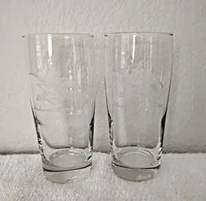Pair Of 2 - Vintage 5.5" Tall Etched Anheuser-Busch Pilsner Glasses - Picture 1 of 2