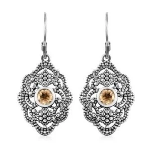 Artisan Crafted Ceylon Imperial Garnet Earrings in Sterling Silver 1.25 ctw - Picture 1 of 6