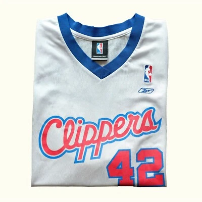 CAMISETA BLANCA DE BALONCESTO NBA REEBOK DE COLECCIÓN LA CLIPPERS MARCA ELTON #42 Y2K PARA HOMBRE TALLA Foto 1 de 4