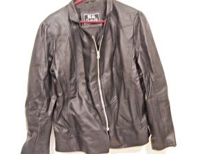 Real Leather black women's jacket zipper 2XL - Picture 1 of 5