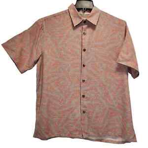 Island Republic 100% Silk Men's Size L Pink Short Sleeve Button Up Shirt