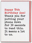 Son 15th Happy Birthday Greetings Card Funny Comedy Humour Amusing Novelty