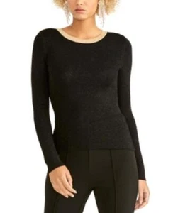 MSRP $79 Rachel Roy Metallic Ringer Pullover Sweater Black Size XL - Picture 1 of 1