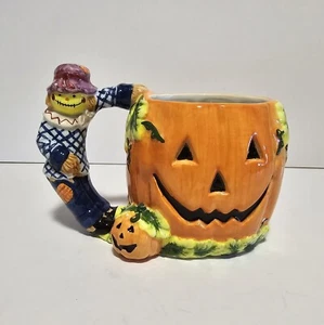 Taza de café cerámica con mango de espantapájaros calabaza Halloween - Imagen 1 de 10