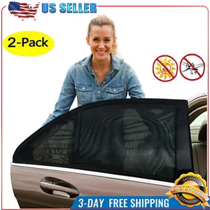 2X Car Side Window Sun Shade Cover Visor Mesh Shield UV Block Sunshade Screen - Picture 1 of 7