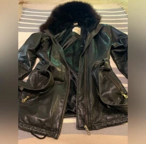 Vintage Andrew Marc Leather Coat With Fur Trim. - Picture 1 of 16