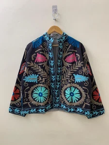 Indian Suzani Bohemian Style Cotton Short Coat | Women's Clothing | Outerwear - Picture 1 of 6