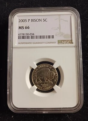 2005 (P) NGC MS 66 Bison Jefferson Nickel Coin - Image 1 of 4