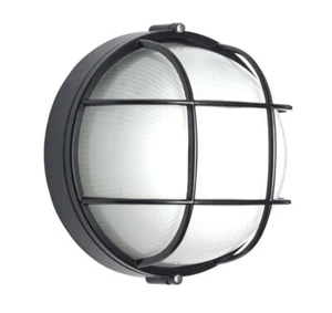 Caged Round Bunker Light- Black - Picture 1 of 2