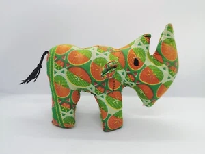 Rhino Plush Animal African Textile Safari Toy Vintage Retro - Picture 1 of 7