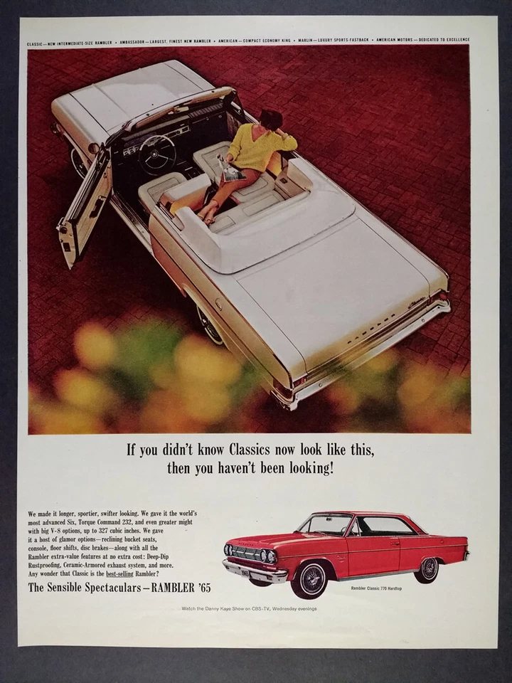Rambler Classic 1965 convertible coche blanco foto vintage anuncio impreso Foto 1 de 1