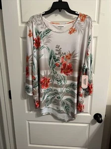 Allison Daley 3X Top Fancy Floral Beaded Soft Woven - Bild 1 von 3