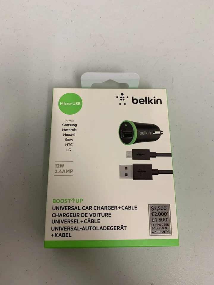 Cargador de Coche Universal Belkin Boost Up + Cable Micro-USB 2.4AMP - Nuevo Foto 1 de 1