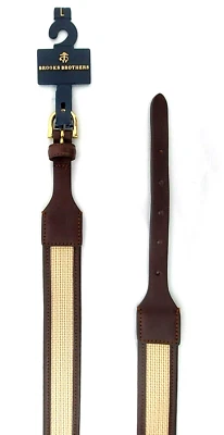 BROOKS BROTHERS Women's Brown Leather Fabric Belt LARGE NWT - Image 1 of 4