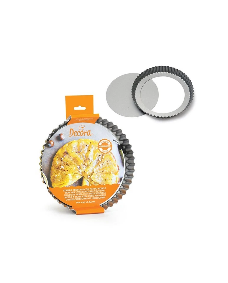 Teglia per Crostata con fondo Mobile acciaio antiaderente diametro 25cm Decora