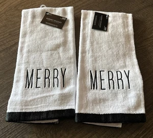 MERRY Hand Towels - Robert Stanley New With Tags - Set Of 2 - Picture 1 of 6