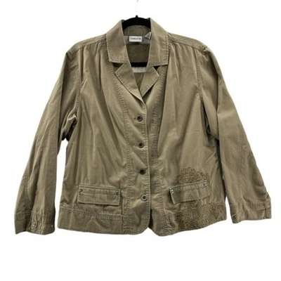 Chaqueta para mujer Chico con botones caqui bordados bolsillos talla 2 carrera Foto 1 de 4