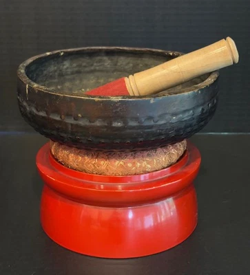 Antique Chinese Singing Bowl w/stand/gong - Image 1 of 4