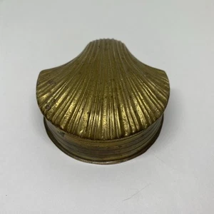Vintage Brass Clam Shell Trinket Jewelry Box - Picture 1 of 6